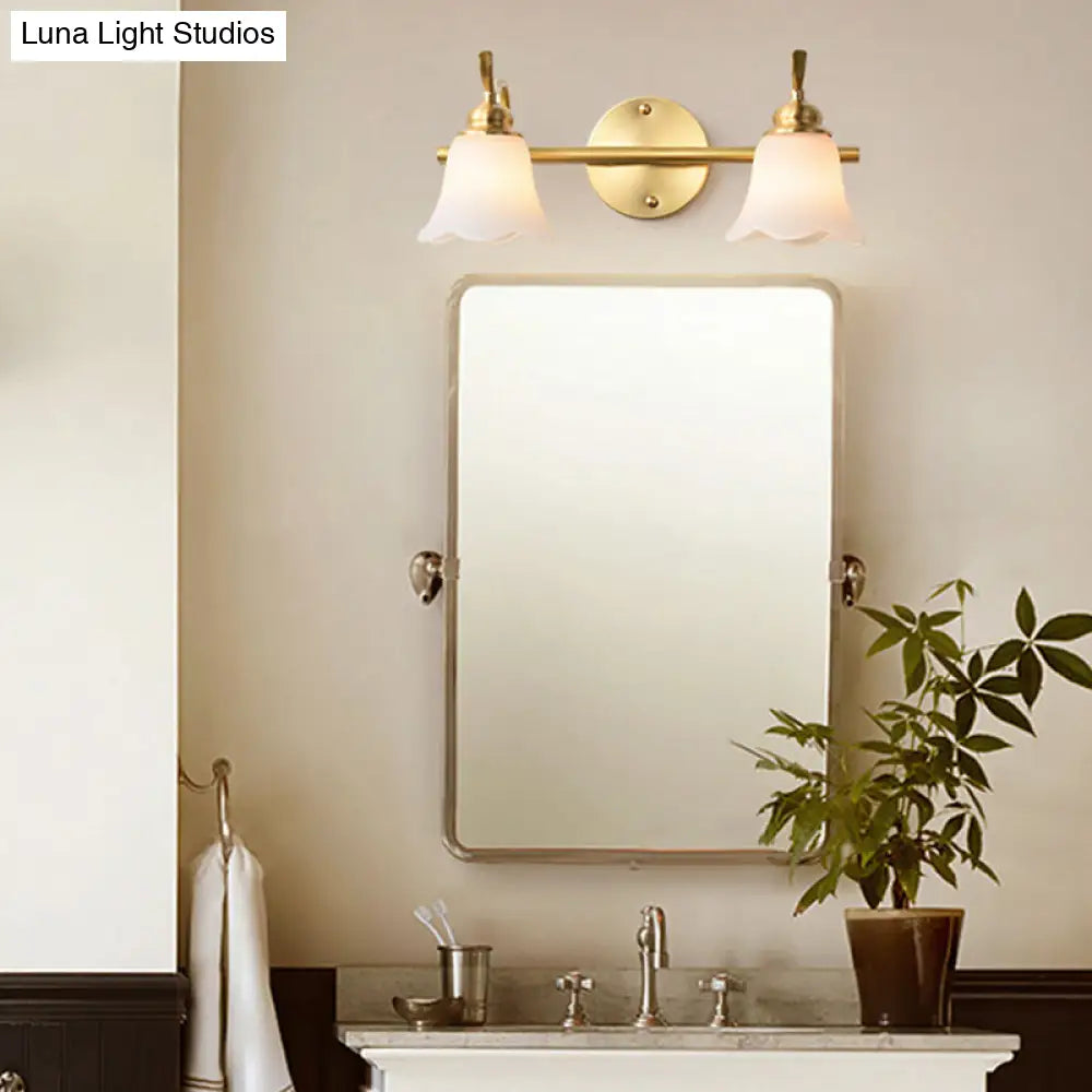 Traditional Metal Bathroom Vanity Light With 2/3 Bulbs - Led Brass Sconce Lighting