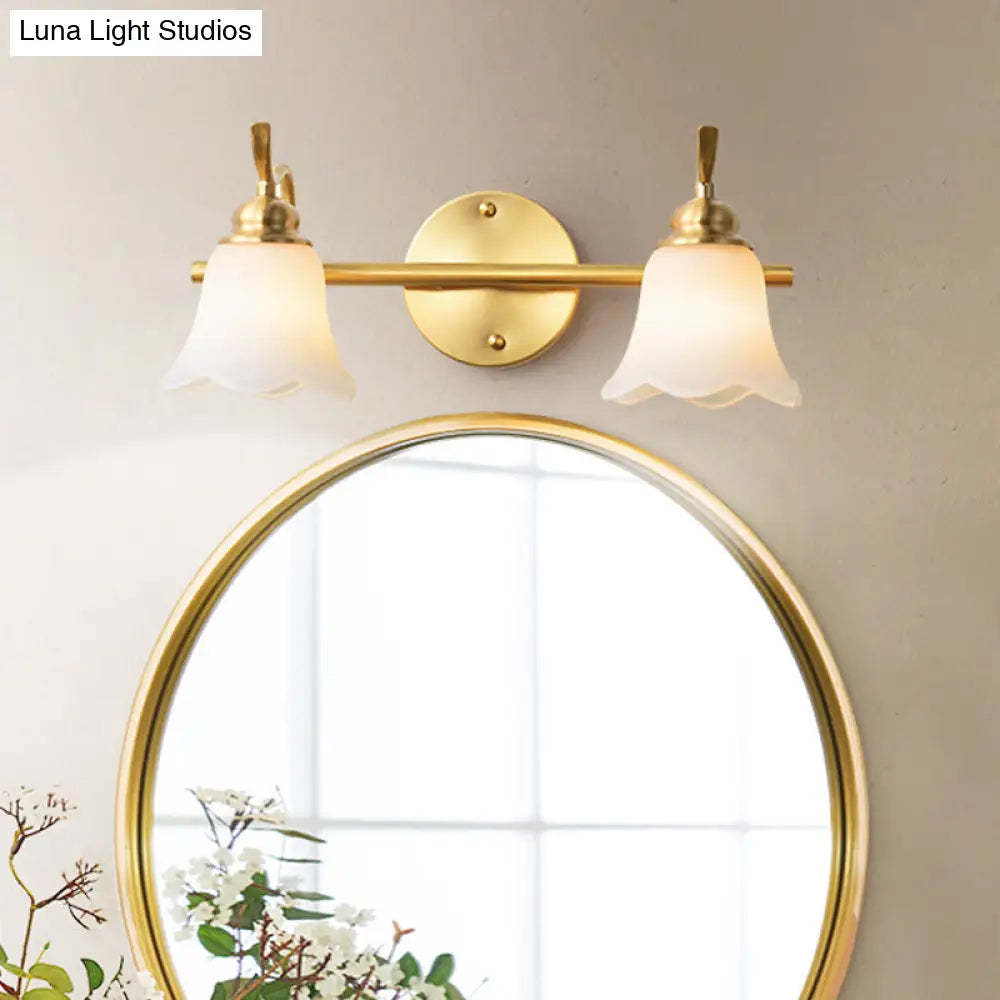 Traditional Metal Bathroom Vanity Light With 2/3 Bulbs - Led Brass Sconce Lighting