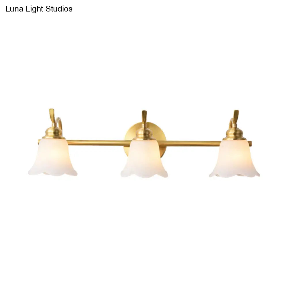 Traditional Metal Bathroom Vanity Light With 2/3 Bulbs - Led Brass Sconce Lighting