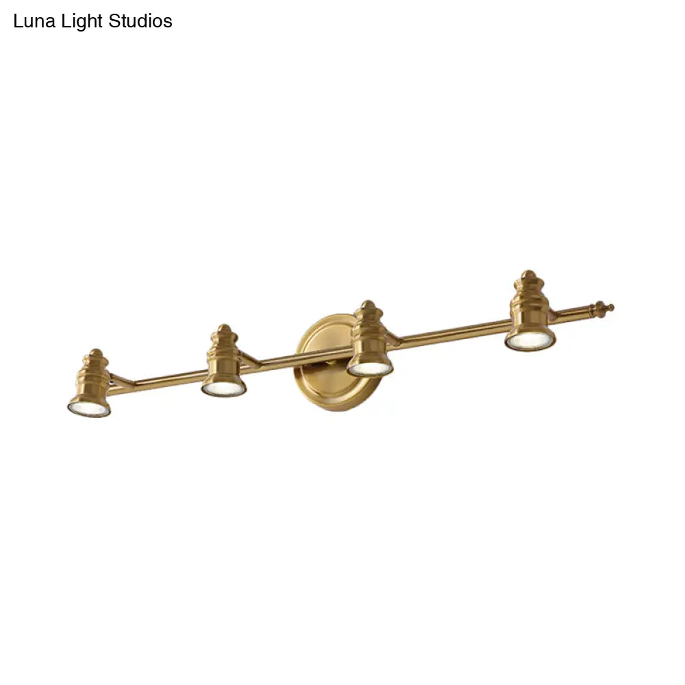 Traditional Metal Bathroom Vanity Sconce Light With 2/3/4-Bulb Wall Mount - Brass