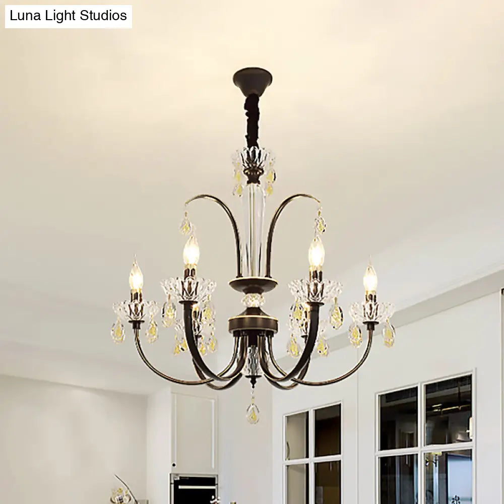 Traditional Metal Black Candle Ceiling Light - 6/8/10 Lights Living Room Fixture