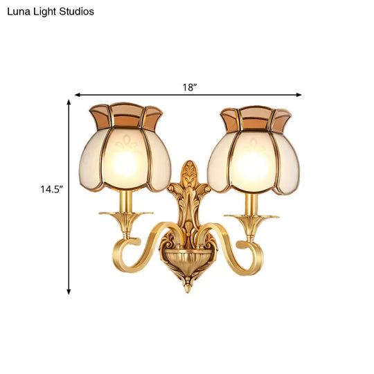 Traditional Metal Brass Birdcage Sconce Light: 1/2-Head Wall Lighting Fixture For Living Room