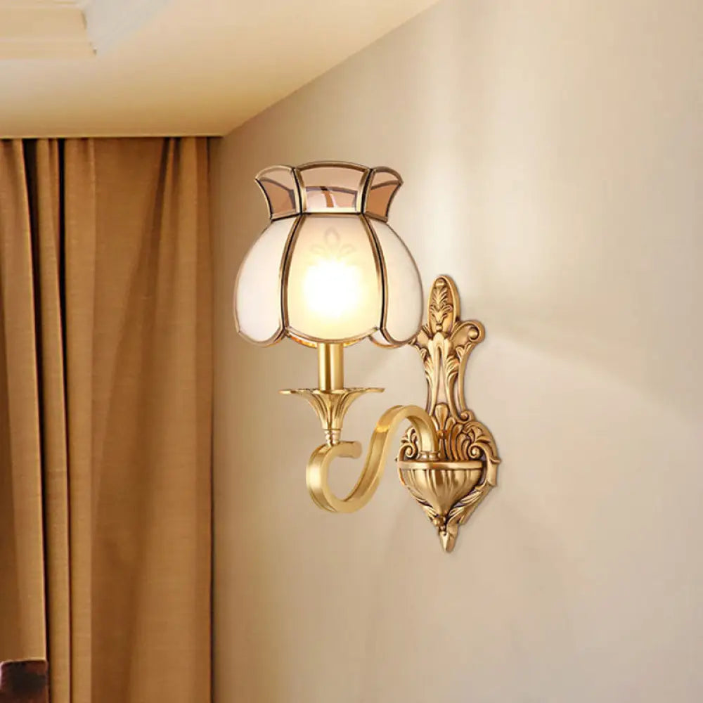 Traditional Metal Brass Birdcage Sconce Light: 1/2-Head Wall Lighting Fixture For Living Room 1 /