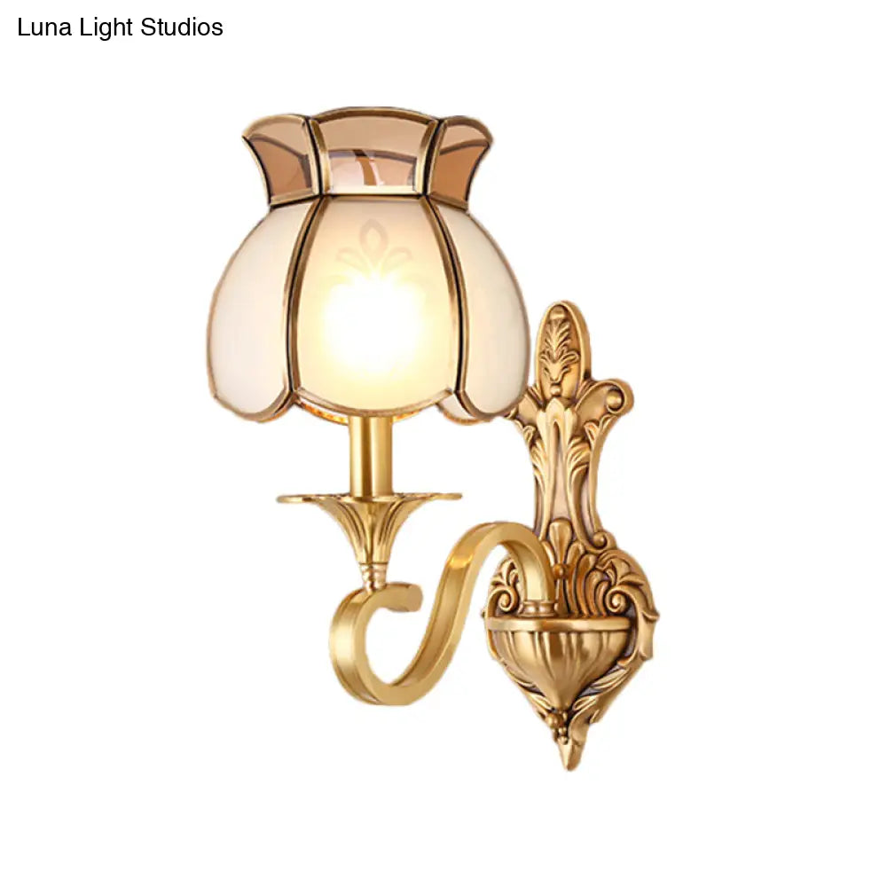 Traditional Metal Brass Birdcage Sconce Light: 1/2-Head Wall Lighting Fixture For Living Room