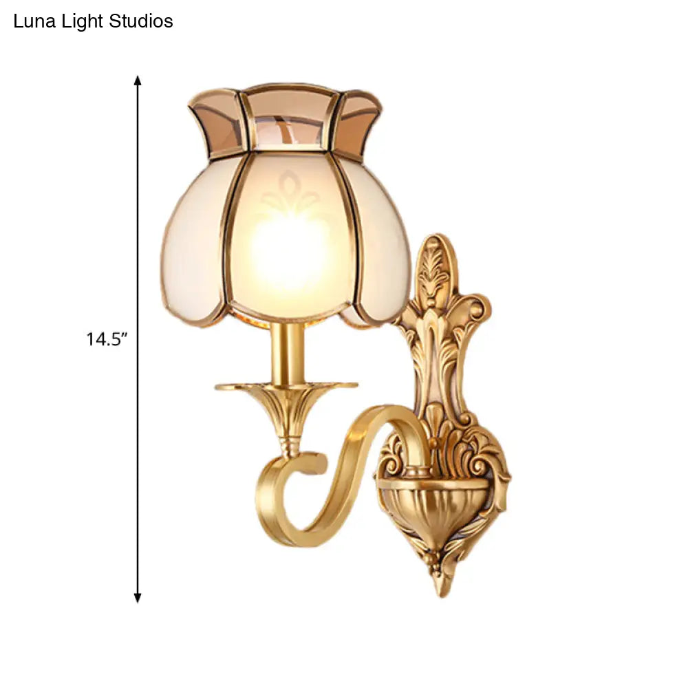 Traditional Metal Brass Birdcage Sconce Light: 1/2-Head Wall Lighting Fixture For Living Room