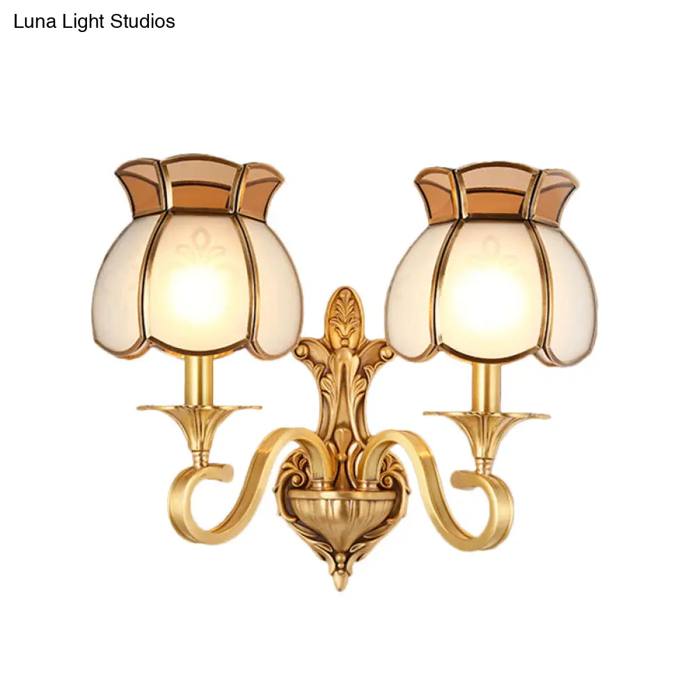 Traditional Metal Brass Birdcage Sconce Light: 1/2-Head Wall Lighting Fixture For Living Room