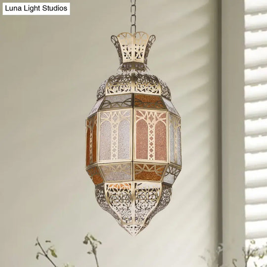 Traditional Metal Brass Finish Hanging Lantern Pendant Lamp