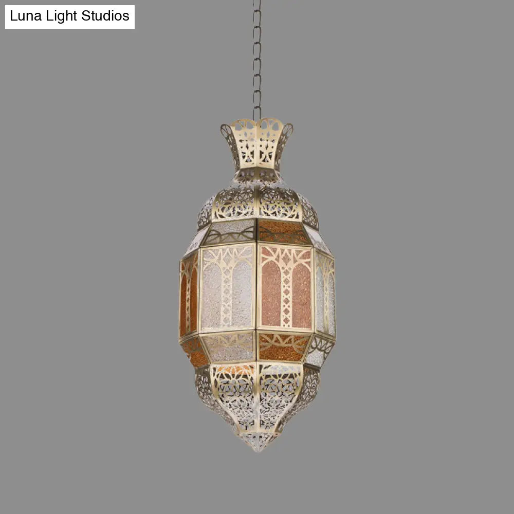 Traditional Metal Brass Finish Hanging Lantern Pendant Lamp