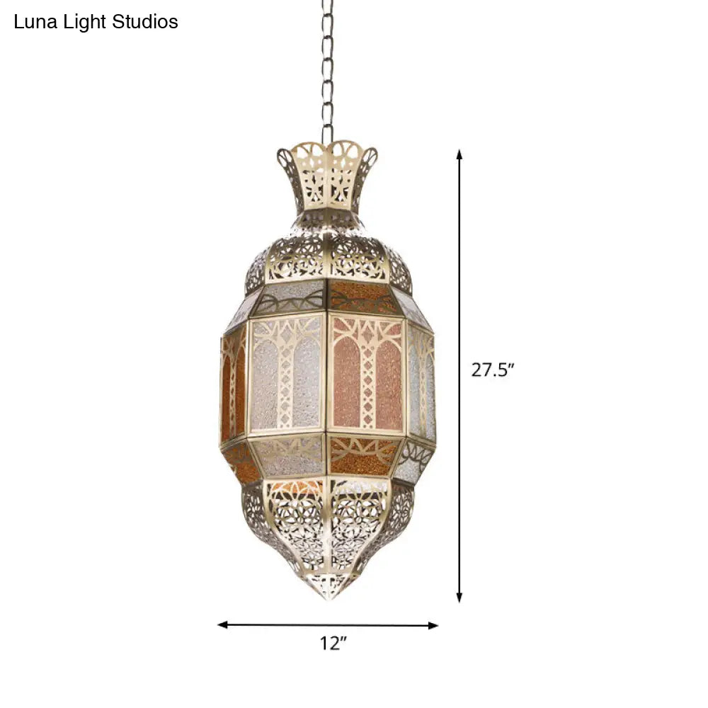 Traditional Metal Brass Finish Hanging Lantern Pendant Lamp