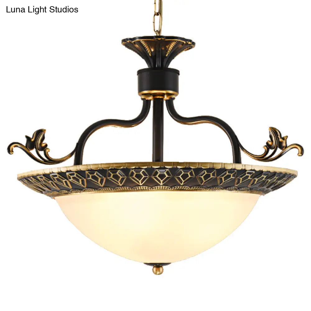 Traditional Metal Ceiling Lamp: 3-Bulb Pendant Chandelier In Gray And Black