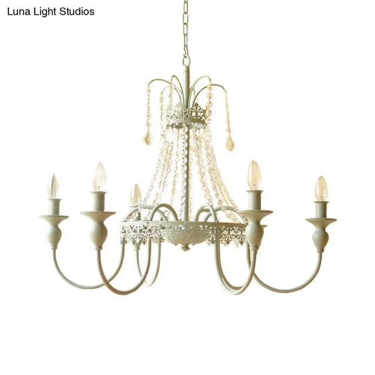 Traditional Metal Chandelier - Gold/Grey Finish With Crystal Accents 6-Light Ceiling Pendant For