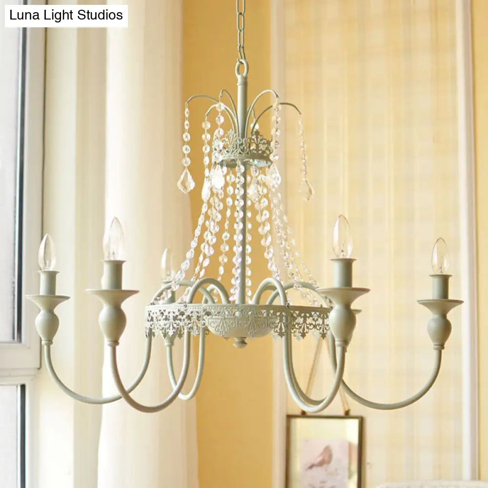 Traditional Metal Chandelier - Gold/Grey Finish With Crystal Accents 6-Light Ceiling Pendant For