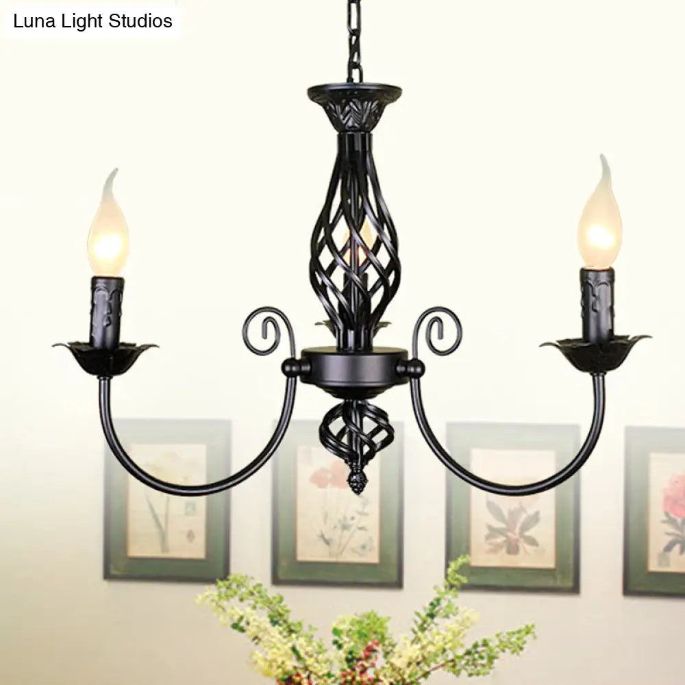 Traditional Metal Chandelier Lamp With Swooping Arms - 3/4/5 Lights Black/White Perfect For Living