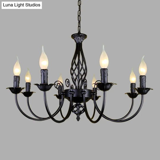 Traditional Metal Chandelier Lamp With Swooping Arms - 3/4/5 Lights Black/White Perfect For Living