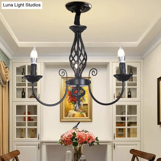 Traditional Metal Chandelier Lamp With Swooping Arms - 3/4/5 Lights Black/White Perfect For Living