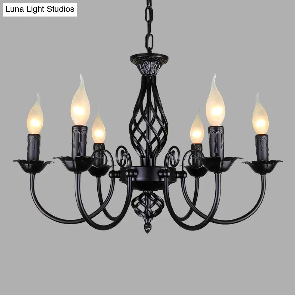 Traditional Metal Chandelier Lamp With Swooping Arms - 3/4/5 Lights Black/White Perfect For Living