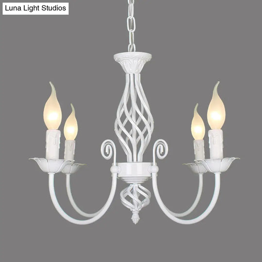 Traditional Metal Chandelier Lamp With Swooping Arms - 3/4/5 Lights Black/White Perfect For Living