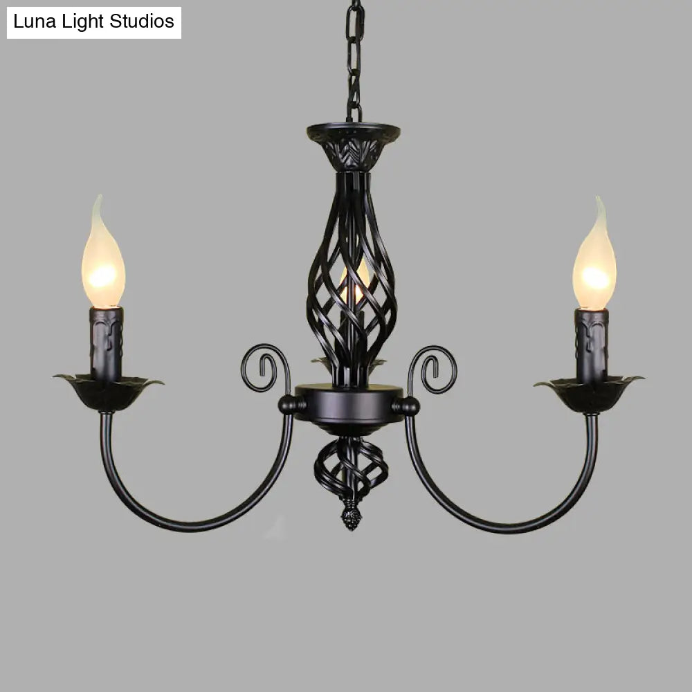 Traditional Metal Chandelier Lamp With Swooping Arms - 3/4/5 Lights Black/White Perfect For Living