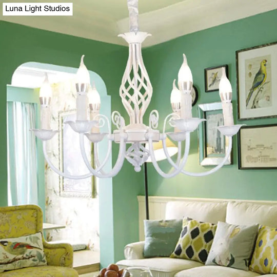 Traditional Metal Chandelier Lamp With Swooping Arms - 3/4/5 Lights Black/White Perfect For Living