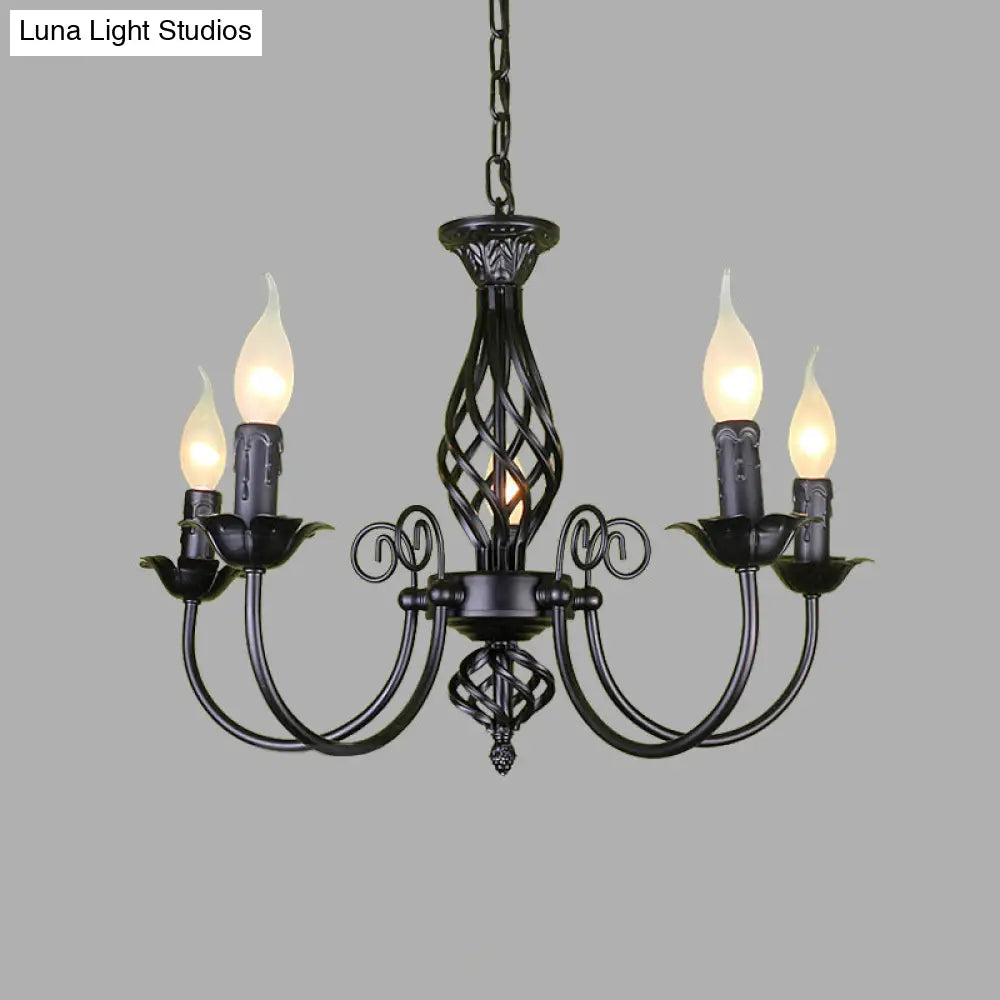 Traditional Metal Chandelier Lamp With Swooping Arms - 3/4/5 Lights Black/White Perfect For Living