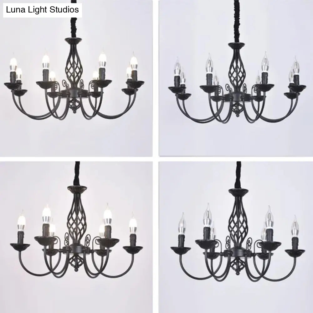 Traditional Metal Chandelier Lamp With Swooping Arms - 3/4/5 Lights Black/White Perfect For Living