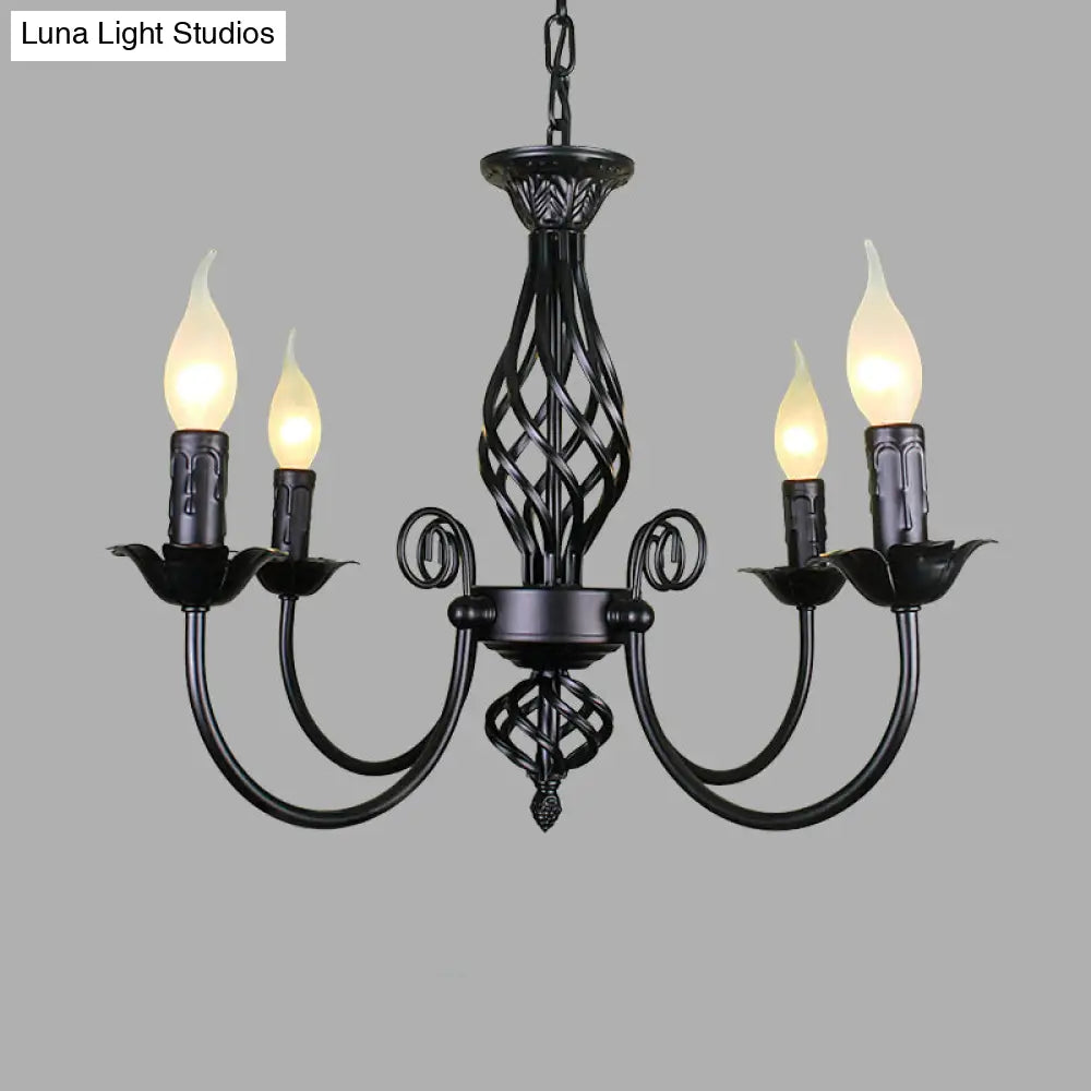 Traditional Metal Chandelier Lamp With Swooping Arms - 3/4/5 Lights Black/White Perfect For Living