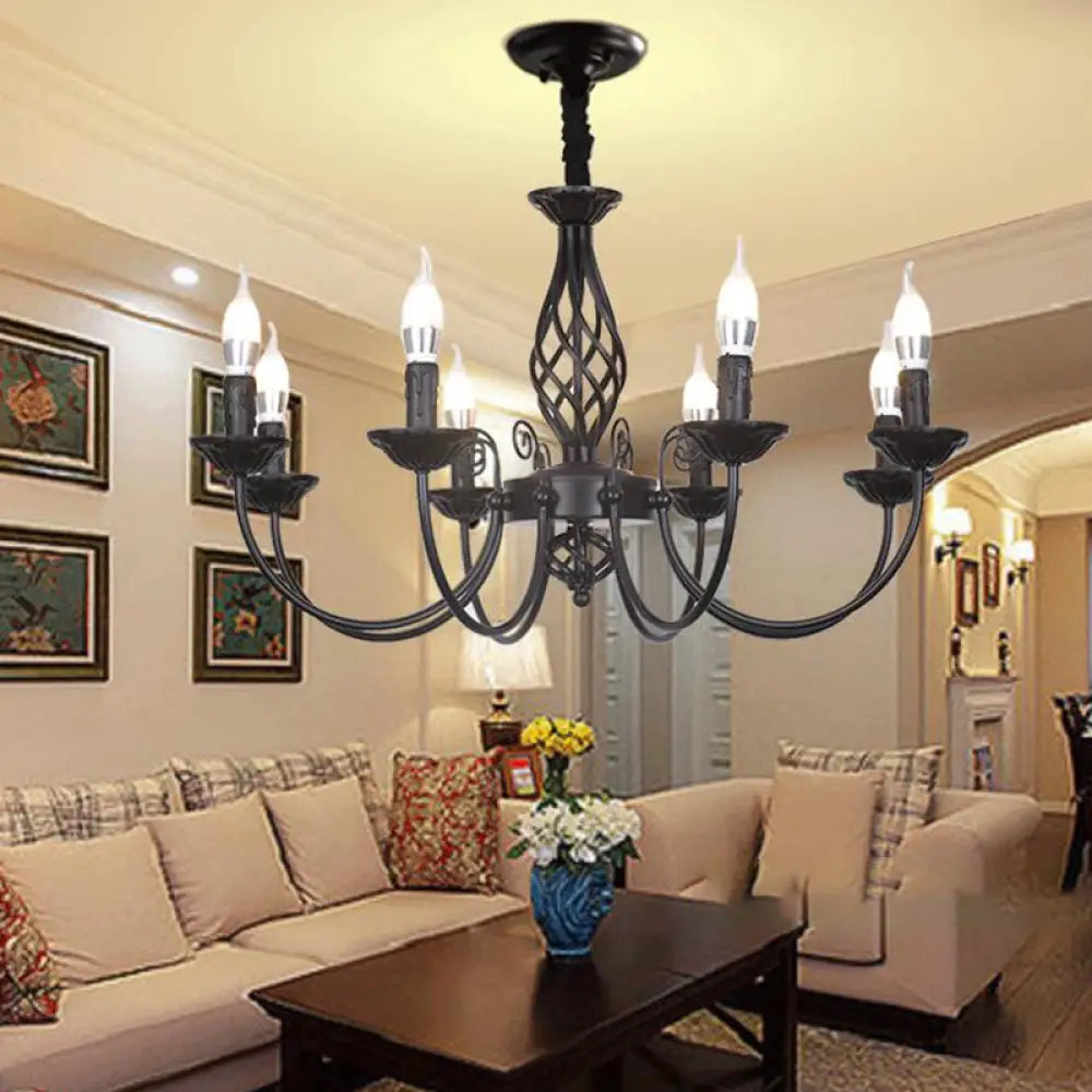 Traditional Metal Chandelier Lamp With Swooping Arms - 3/4/5 Lights Black/White Perfect For Living