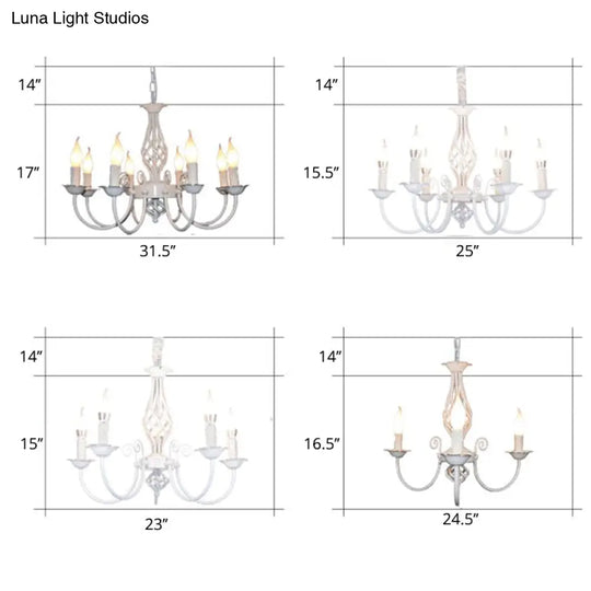 Traditional Metal Chandelier Lamp With Swooping Arms - 3/4/5 Lights Black/White Perfect For Living