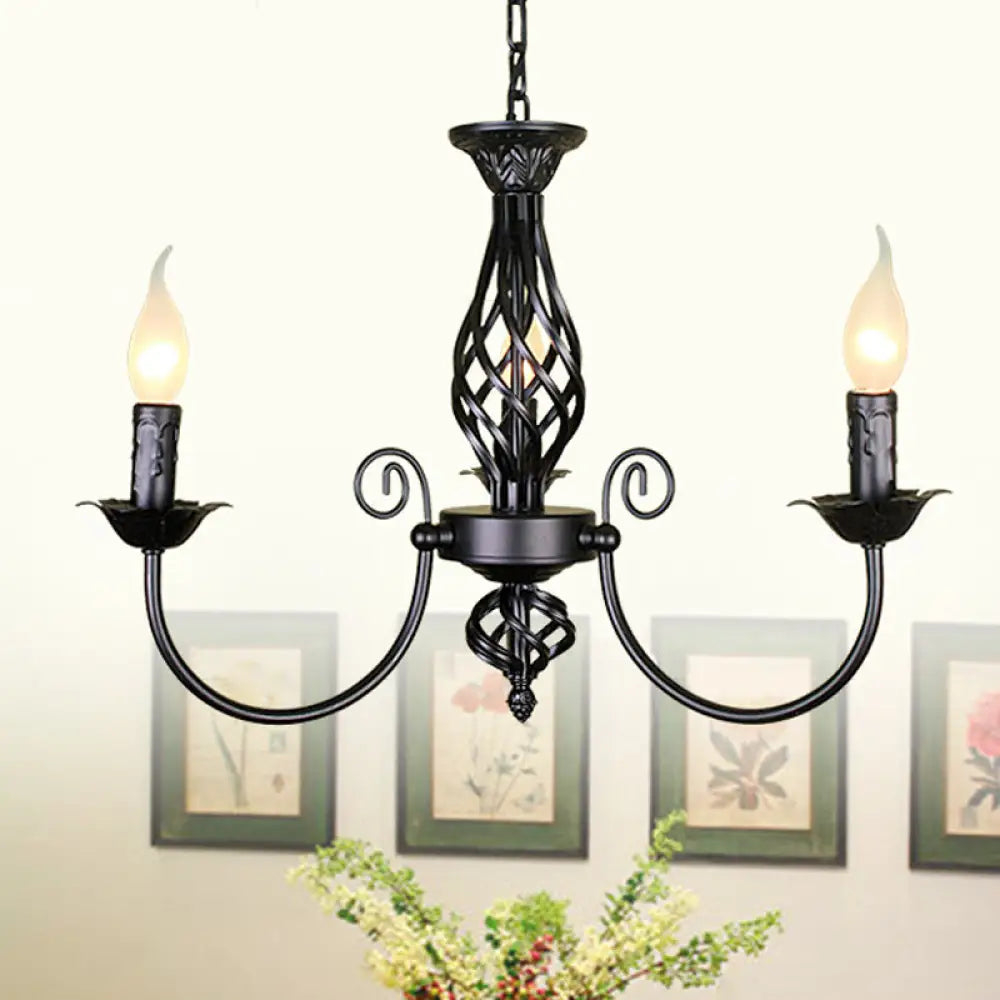 Traditional Metal Chandelier Lamp With Swooping Arms - 3/4/5 Lights Black/White Perfect For Living