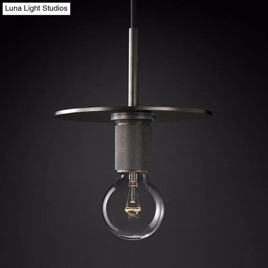 Traditional Metal Hanging Globe Light - Black/Brass/Chrome Finish Ceiling Suspension Lamp For Living