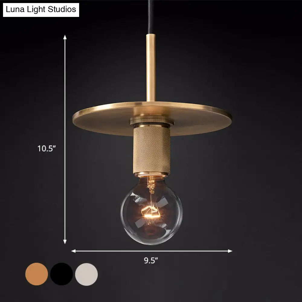 Traditional Metal Hanging Globe Light - Black/Brass/Chrome Finish Ceiling Suspension Lamp For Living