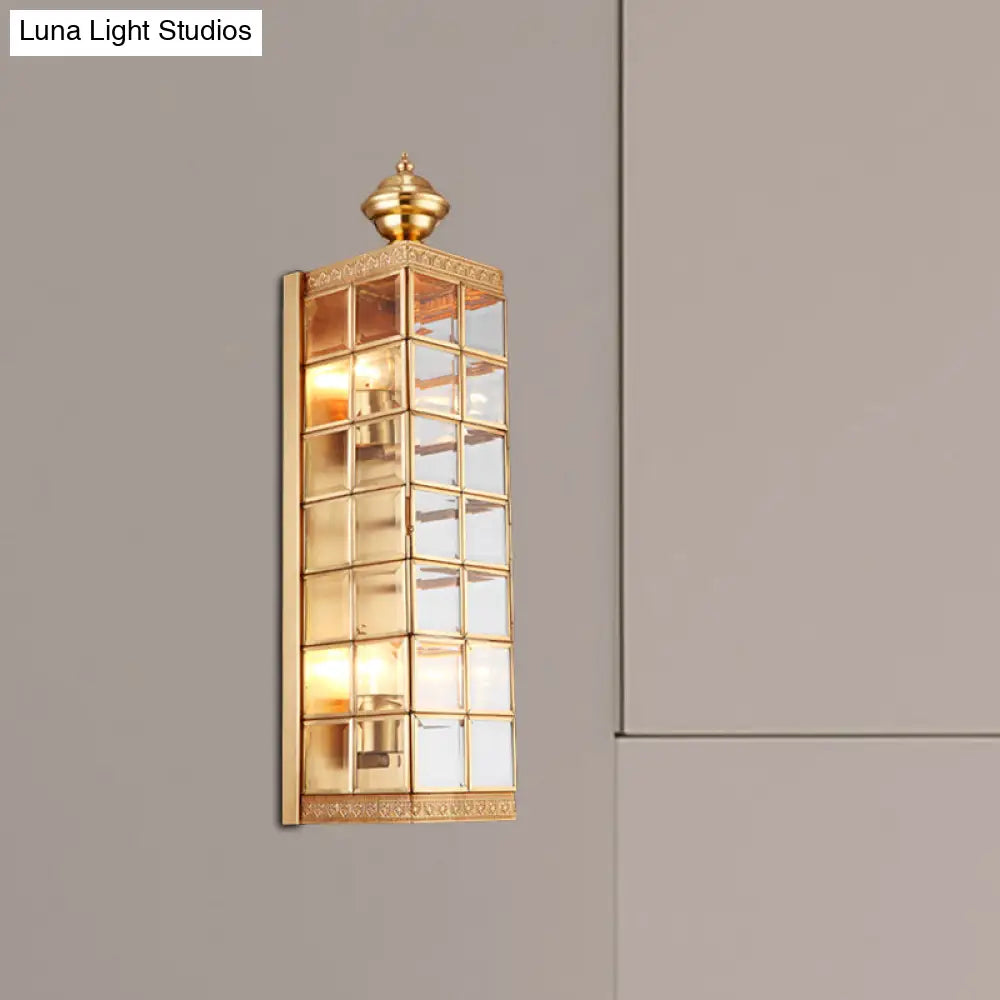 Traditional Metal Wall Sconce - Rectangular Brass Light Fixture