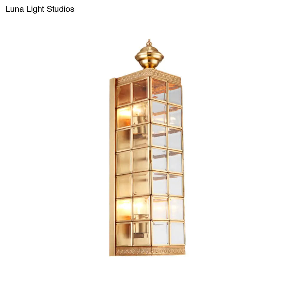 Traditional Metal Wall Sconce - Rectangular Brass Light Fixture