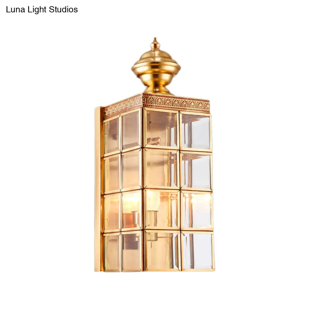 Traditional Metal Wall Sconce - Rectangular Brass Light Fixture