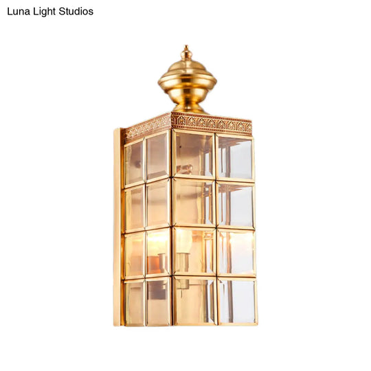 Traditional Metal Wall Sconce - Rectangular Brass Light Fixture