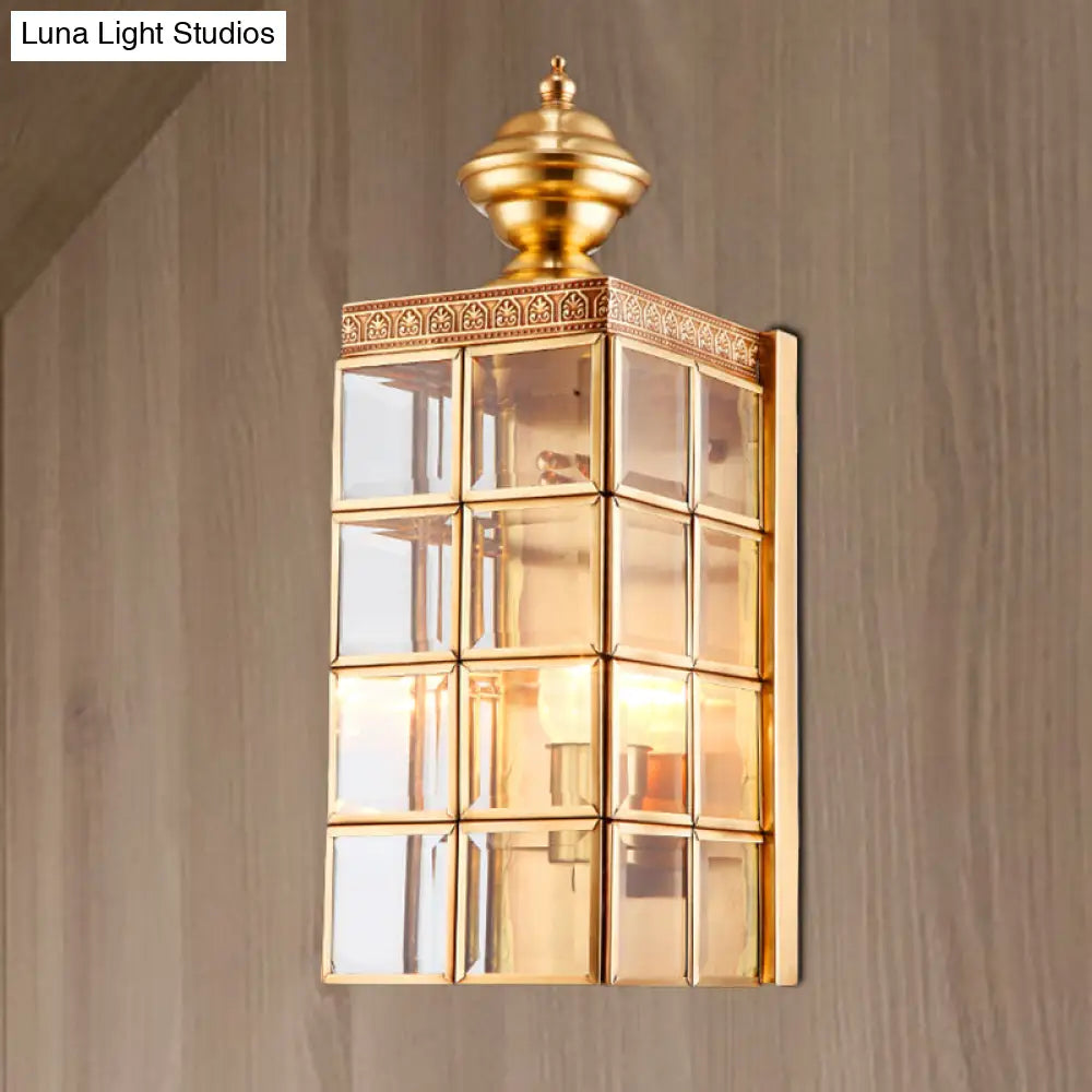 Traditional Metal Wall Sconce - Rectangular Brass Light Fixture