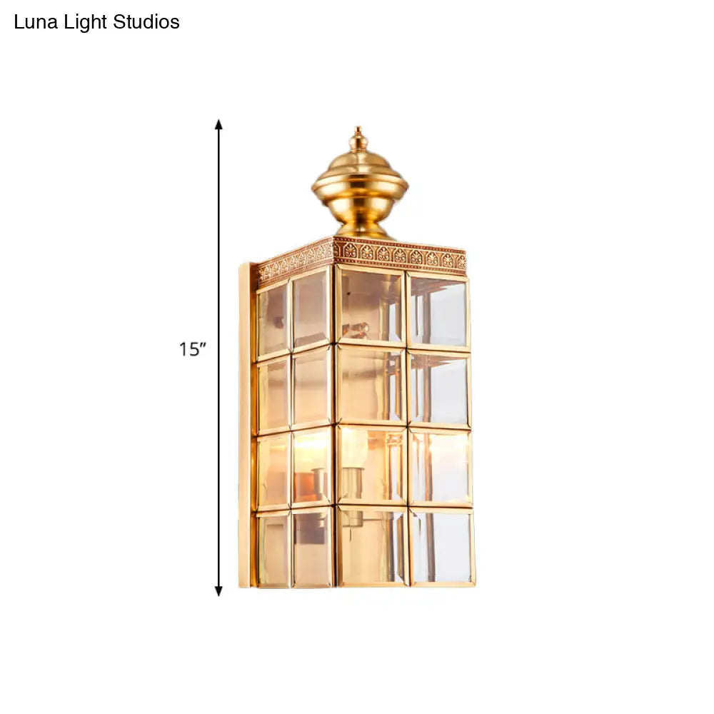 Traditional Metal Wall Sconce - Rectangular Brass Light Fixture