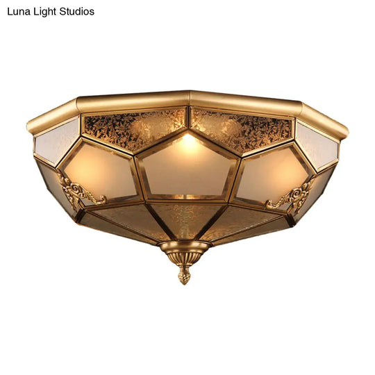 Traditional Opal Glass Ceiling Light Fixture - 14/18 Wide 3/4-Head Flush Mount In Brass