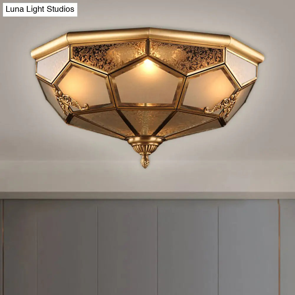 Traditional Opal Glass Ceiling Light Fixture - 14/18 Wide 3/4-Head Flush Mount In Brass