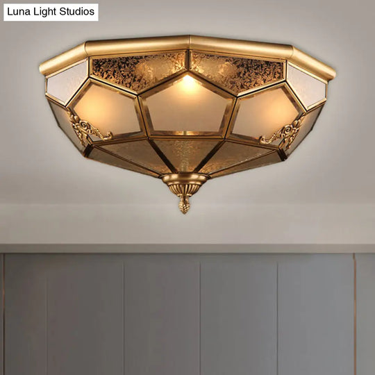 Traditional Opal Glass Ceiling Light Fixture - 14/18 Wide 3/4-Head Flush Mount In Brass