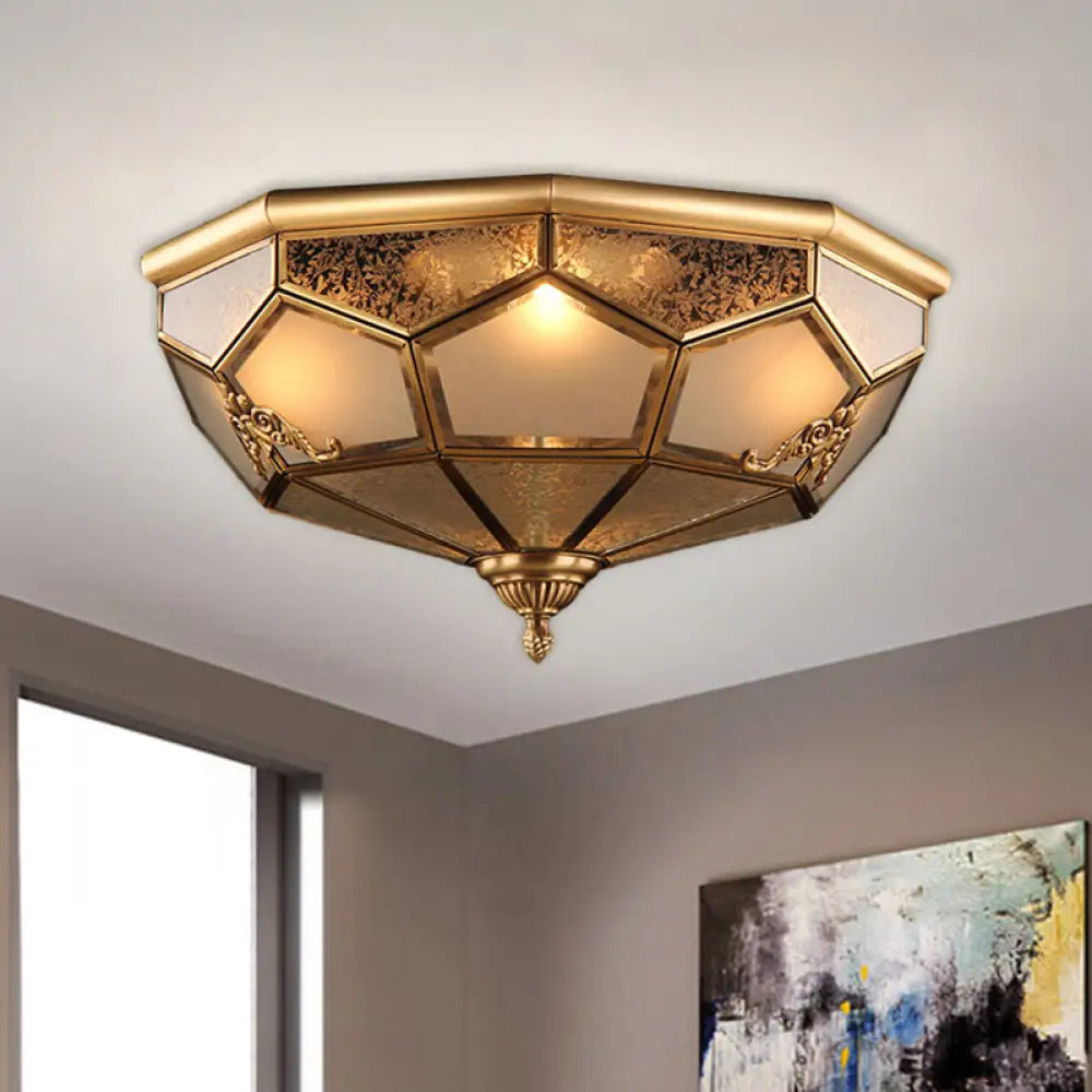 Traditional Opal Glass Ceiling Light Fixture - 14’/18’ Wide 3/4 - Head Flush Mount In Brass / 14’