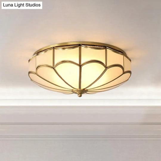 Traditional Opal Glass Dome Flush Mount Chandelier - 14/18 Wide 3/4 Bulbs Brass Ceiling