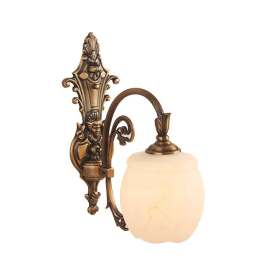 Traditional Opal Glass Flower Wall Lamp: Bronze Finish Mounted Light For Foyer 1 / Round