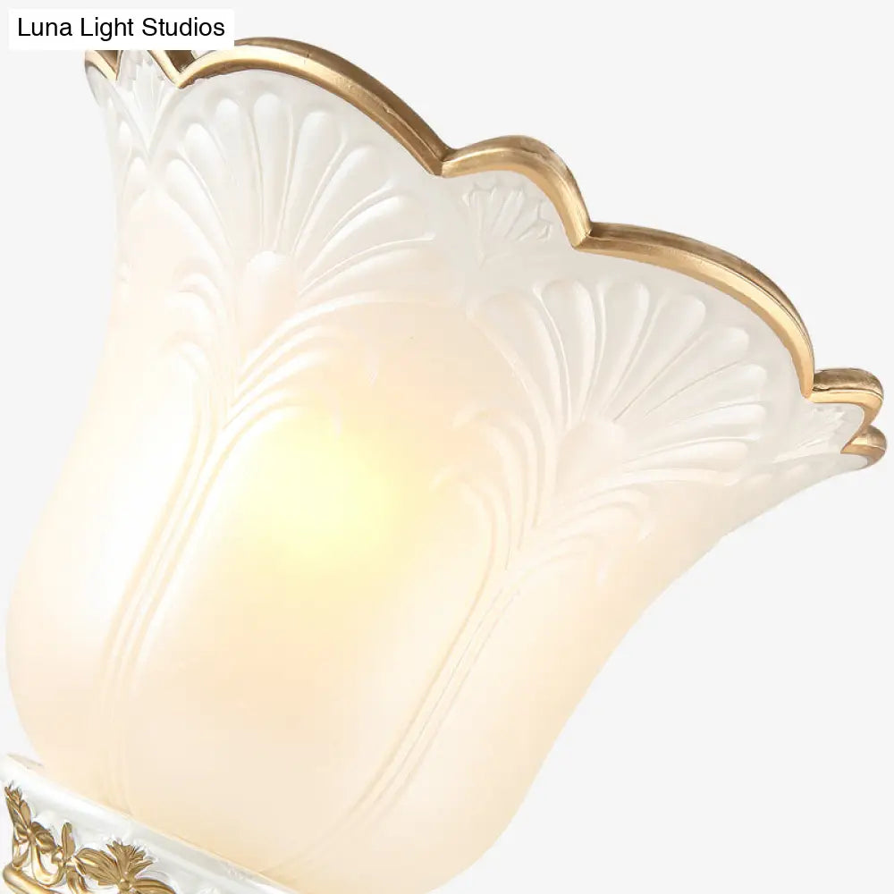 Traditional Opal Glass Flower Wall Sconce Light - White 1/2 Lights Living Room Fixture