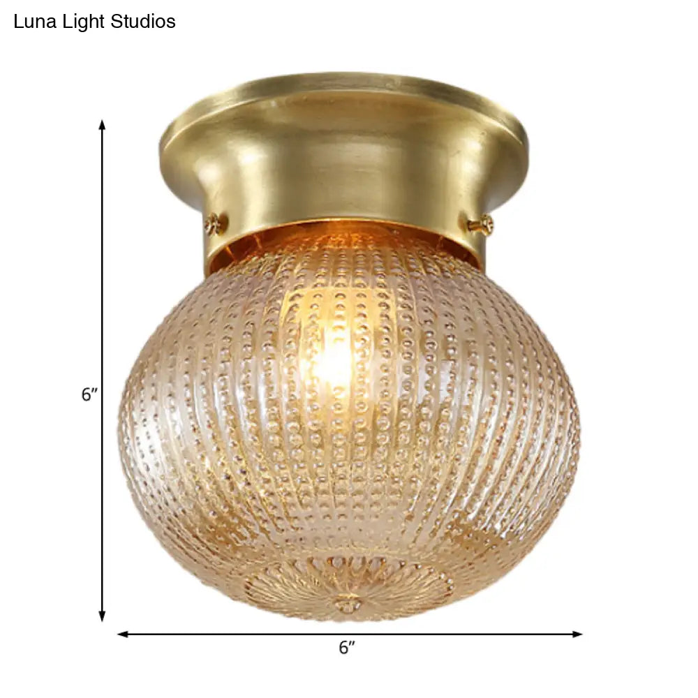 Traditional Prismatic Glass Globe Ceiling Mount Chandelier - Brass Finish 6’/7’ Wide 1 Bulb