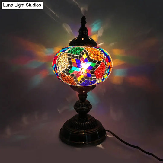 Traditional Red/Blue/Gold Glass Sphere Desk Lamp 1 Head Task Lighting For Living Room