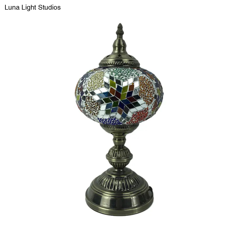 Traditional Red/Blue/Gold Glass Sphere Desk Lamp 1 Head Task Lighting For Living Room