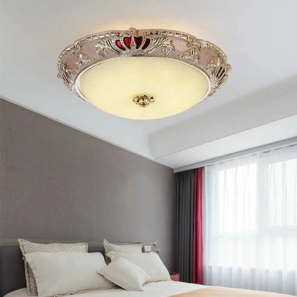 Traditional Resin Crown Flush Led Ceiling Lamp For Bedroom Apricot/Green Apricot