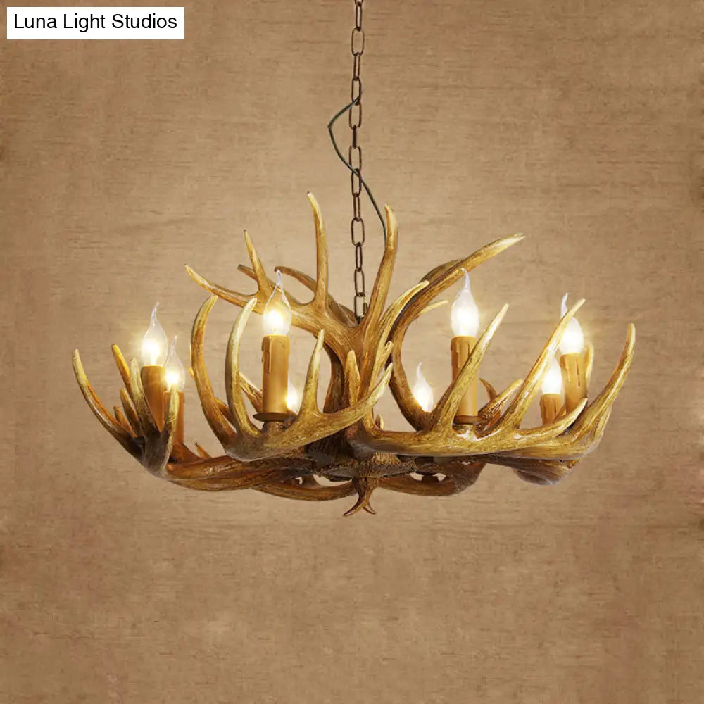 Traditional Resin Pendant Chandelier Antler Restaurant Light Kit (3/4/5 Bulbs Brown)