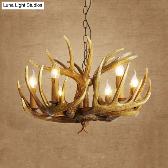 Traditional Resin Pendant Chandelier Antler Restaurant Light Kit (3/4/5 Bulbs Brown)